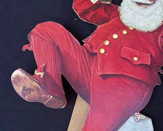 A28 - $45. Norman Rockwell Pepsi Santa Counter Display. Hat ball missing, bent bottle. Measures 20 inches tall.