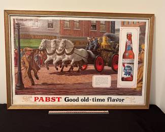 A161 - $50. Pabst Blue Ribbon Cardboard Advertisement. Has some water damage. Measures 30" x 20" tall.