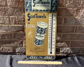 A93 - $30. Scot Towels for Kitchen Use Thermometer 1934-1984. Measures 8.5" x 17.5".