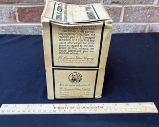 A115 - $150. Bull Durham Smoking Tobacco Pouches. In box. Measure 7” tall.