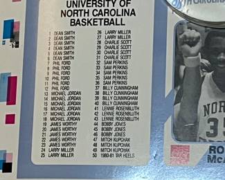 A195 - $50. Printed in 1989 by Coca-Cola. North Carolina's Finest Uncut Basketball Cards with Michael Jordan. Includes 2 sheets of different cards.