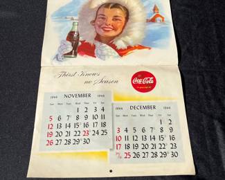 A126 - $125. 1994 "Compliments of your Coca-Cola bottler" calendar. Featuring international Coca-Cola girls.