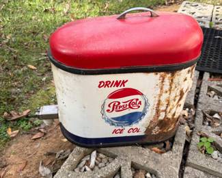 A230 - $95. 1950s Pepsi-Cola Selmix countertop soda fountain and syrup dispenser. Some surface rust and inside is in well loved condition!
