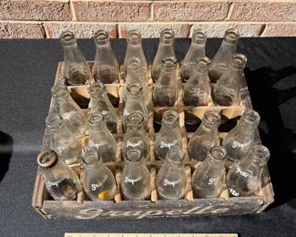 A119 - $165. 1939 Grapette wood crate with 25 6 ounce bottles. Camden Arkansas.