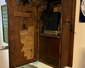 A154 - $185. Antique Northern Electric Oak hand crank telephone. Cranks and rings.