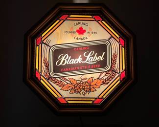 A130 - $30. 1980 Carling Black Label Canadian Beer Pub Light. Measures 16" x 16".