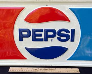 A22 - $130. Metal Pepsi Stout Sign. PM 1134. 1973. Measures 31” x 11.5”.