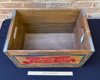 A109 - $65. Pepsi-Cola Crate. With blue and red painted color.