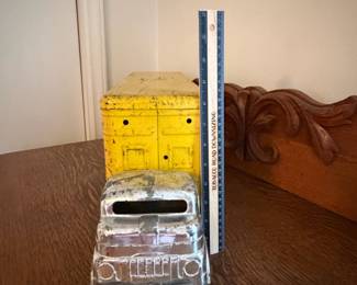 A213 - $60. Structo 1950’s Truck. Measures 22.5 inches long. It has many scratches throughout the body of the truck. Still moves well.
