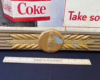 A52 - $450. "Things go better with Coke" Coca-Cola Kay Display. (1963) Measures 41" x 25.75". Frame has some chipping paint on the metal accent.