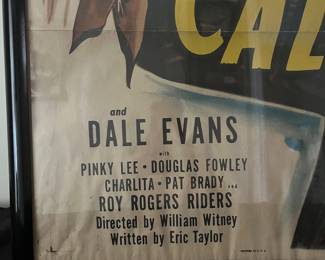 A118 - $100. "South of Caliente" Roy Rogers (King of The Cowboys) & Trigger (Smartest Horse in the Movies) Framed Poster. Measures 28" x 41". Bottom right marked 41951 - 51/402