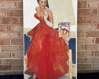 A1 - $200. Camel Cigarettes, 1951 die-cut counter display sign. Featuring Jane Greer. Measures 31 inches tall. In beautiful, vintage shape.