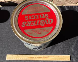A74 - $75. Sailor Boy 1 gallon oysters seafood can with lid.