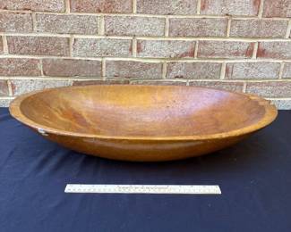 A114 - $40. Vintage Dough Bowl. Measures 25“ x 13“.