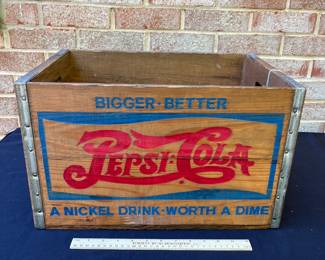 A109 - $65. Pepsi-Cola Crate. With blue and red painted color.