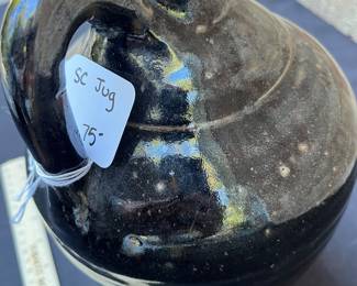 A116 - $75. SC Pottery Glazed Jug. Measures 11” tall. (Unmarked - tag from when it was purchased in the 80's said SC)