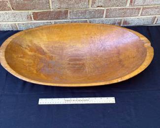 A114 - $40. Vintage Dough Bowl. Measures 25“ x 13“.