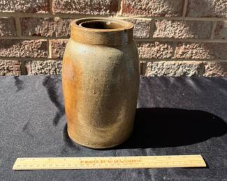 A90 - $50. Antique Salt Glaze Pottery. Measures 8.75” tall. This has some chips along the top.