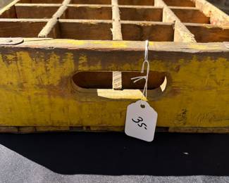A46 - $35. Painted Yellow Wood Coca-Cola drink carrier.