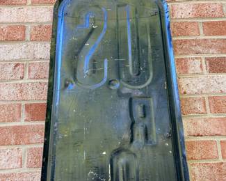 A54 - $650. 1950 US Royal Farm Tires metal sign. Bottom Right is stamped AAW 9-50. Measures 16“ x 60.5“.