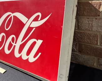 A34 - $275. Drink Coca-Cola Store Sign # 1 . Measures 40” x 16”.