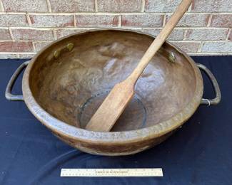 A70 - $275. Besco, Bessire and Company, Copper apple butter plus candy pot.