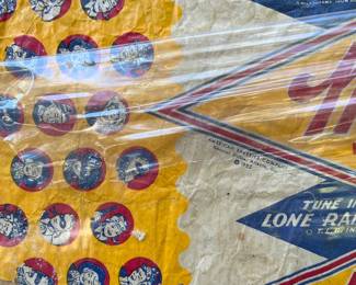 A72 - $35. 1952 Lone Ranger Bread Wrapper on Cardboard. Measures 15.5“ x 18“.
