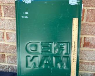 A9 - $65. Red man, chewing tobacco metal sign. Measures 12 x 16“. Has a few light scratches, otherwise in good vintage shape.