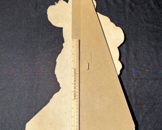 A41 - $80. 1960s stand-up Coca-Cola Santa. Measures 13" x 19.75". Some bent and ripped fingers.