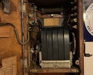 A154 - $185. Antique Northern Electric Oak hand crank telephone. Cranks and rings.
