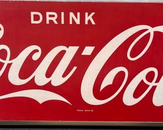 A36 - $275. Drink Coca-Cola metal sign # 3. Measures 40” x 16”.