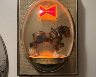 A129 - $80. Budweiser Clydesdale Bubble Dome Wall light. Measures 15" x 7" x 20" tall.