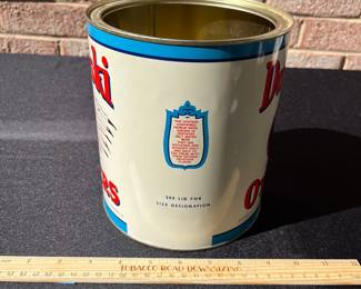A120 - $65. Daufuski Brand Oysters tin. 1 gallon size. Good condition missing lid.