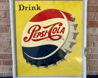 A21 - $550. 1960’s Pepsi Stout sign Co. M-203. Measures 26.5” x 30.5”.