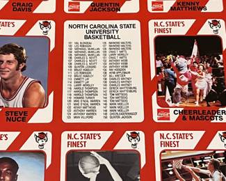 A196 - $25. NC States Finest uncut cards printed by Coca-Cola. Includes 2 sheets of different cards.