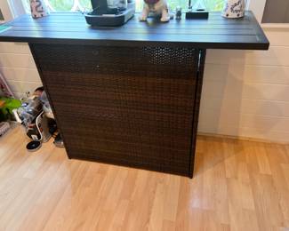 Faux wicker bar with two chairs