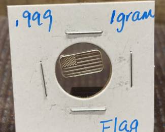 1g American flag silver bar