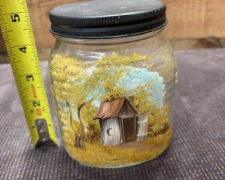 Hand painted glass jar