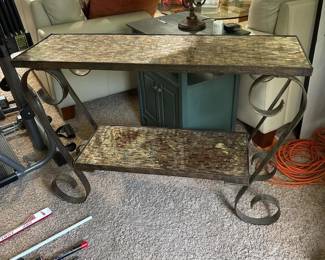 037 mosaicglassandmetalconsoletablewit