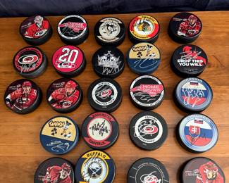Various Signed Hockey Pucks 
