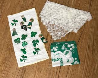 063 irishshamrockpinslacescarfandshamr