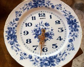 10” Floral vintage plate clock