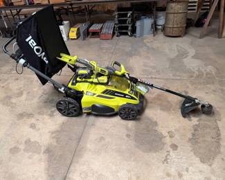 Ryobi electric lawn mower and weedeater