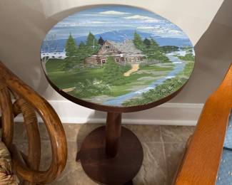 Painted mountain cabin picture table