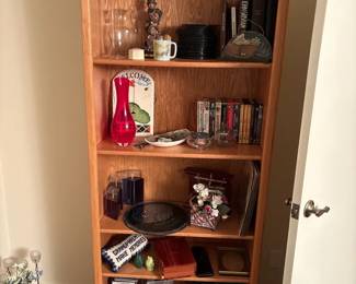 Wood Bookcase with Books, Media and Decorative Accessories
