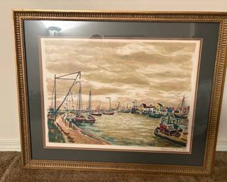 Framed Harbor Scene Print by Maurice Boitel