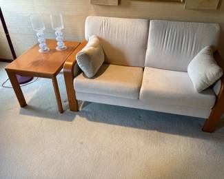Scandinavian Style Loveseat with Table and Floorlamp