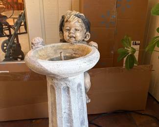 Decorative Child and Pedestal Fountain