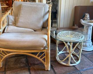 Rattan Armchair and Table