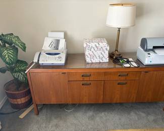 Office Credenza MidCentury Modern and Artificial Plant